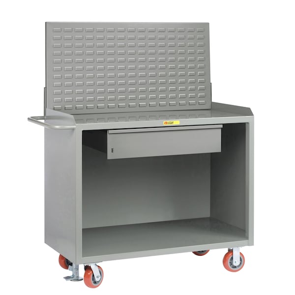 Mobile Bench Cabinets, 36"W, HD Drawer, Louvered